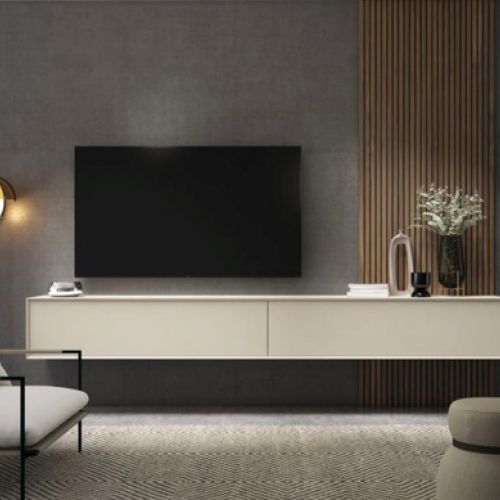 Mueble para soporte televisión blanco marfil