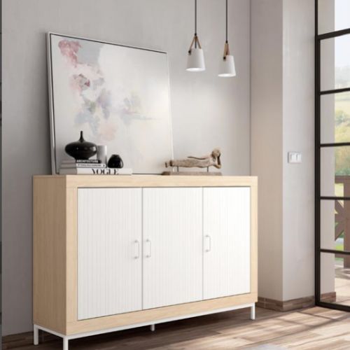 Mueble auxiliar para comedor blanco y madera