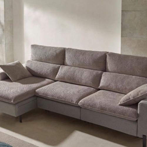 Sofá con cheslong en color gris